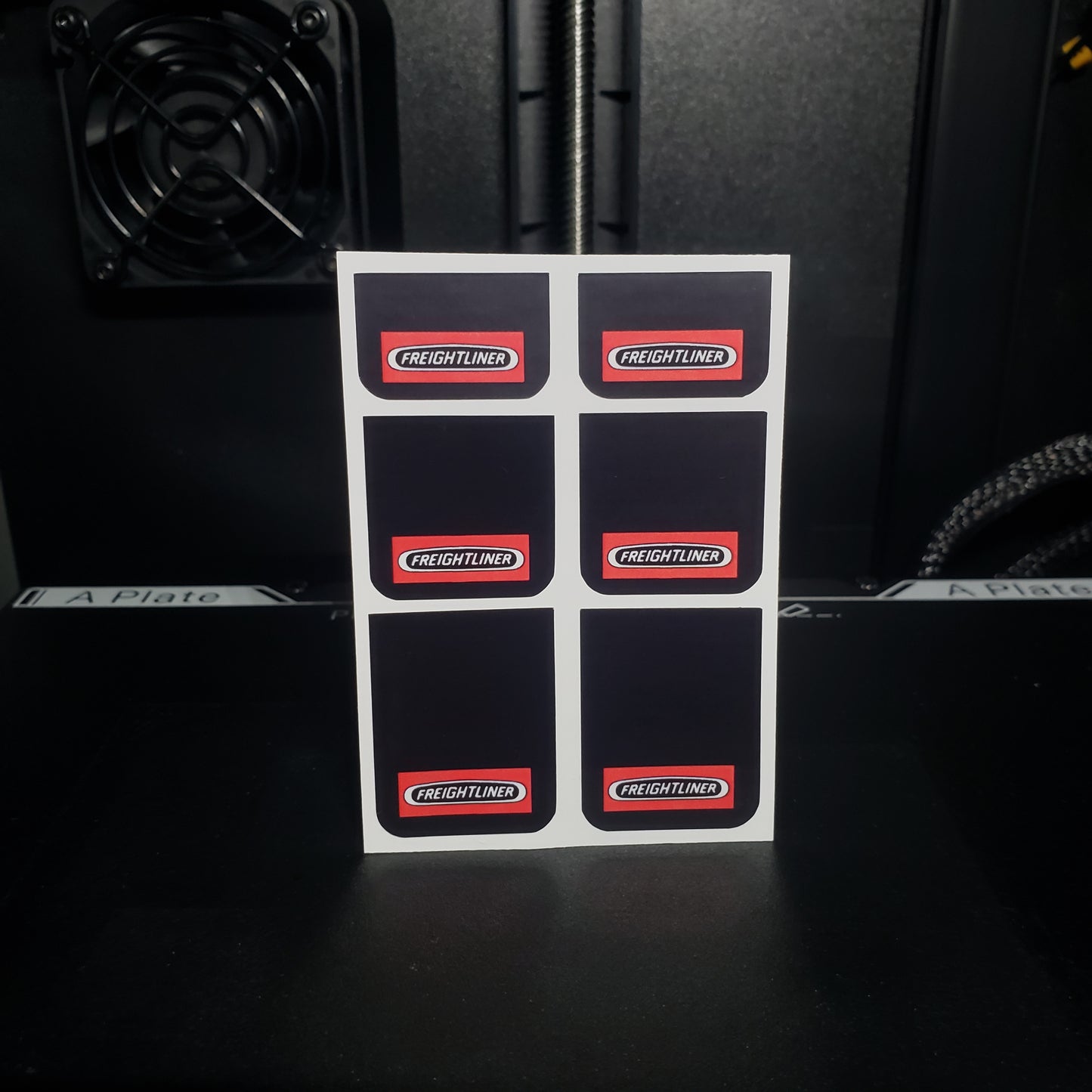 1/25 Freightliner Red Rectangle on Black MudFlap