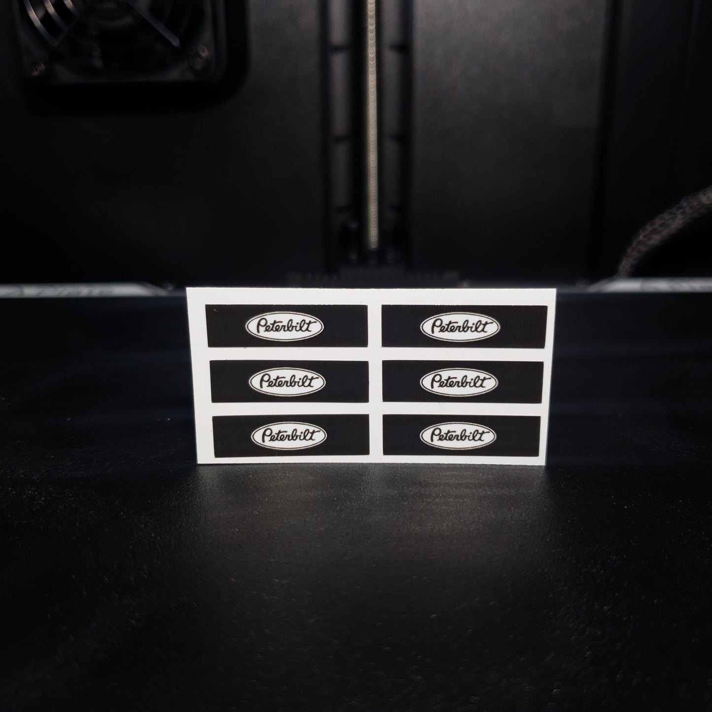 1/25 Peterbilt White on Black Quarter MudFlaps