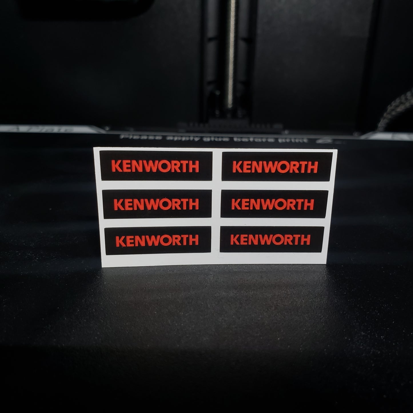 1/25 Kenworth Red Text on Black Quarter MudFlaps