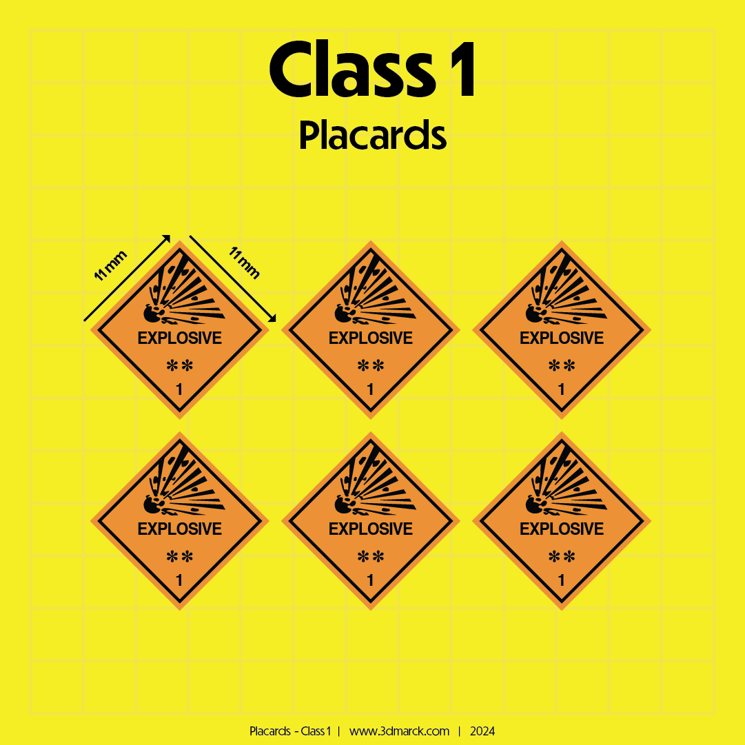 1/25 Class 1 Placards (Pack of 6)