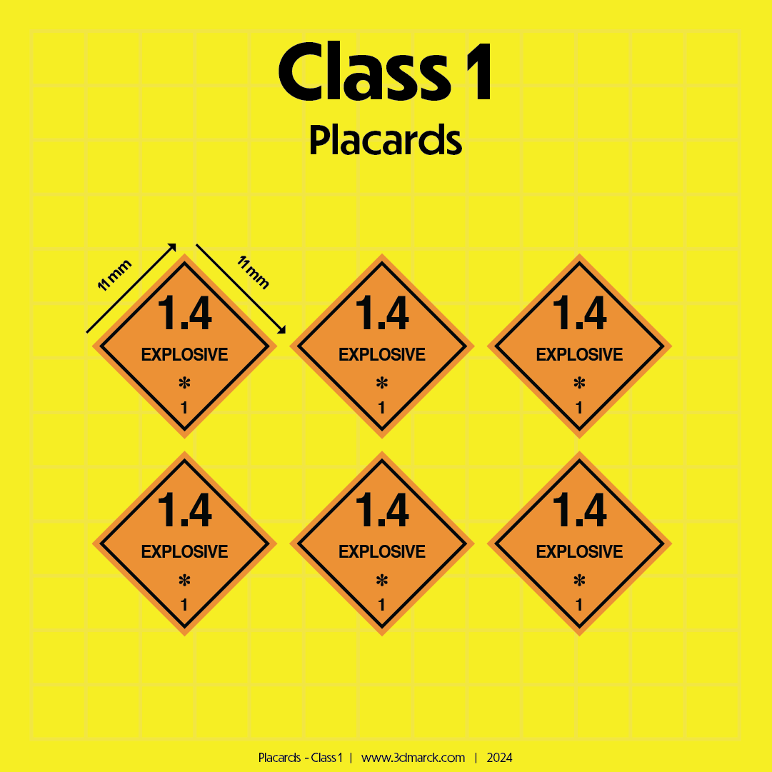 1/25 Class 1 Placards (Pack of 6)