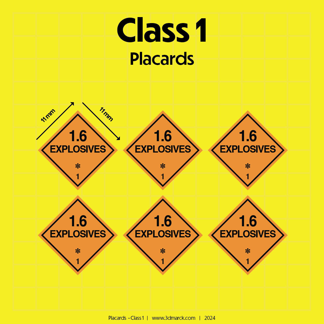 1/25 Class 1 Placards (Pack of 6)