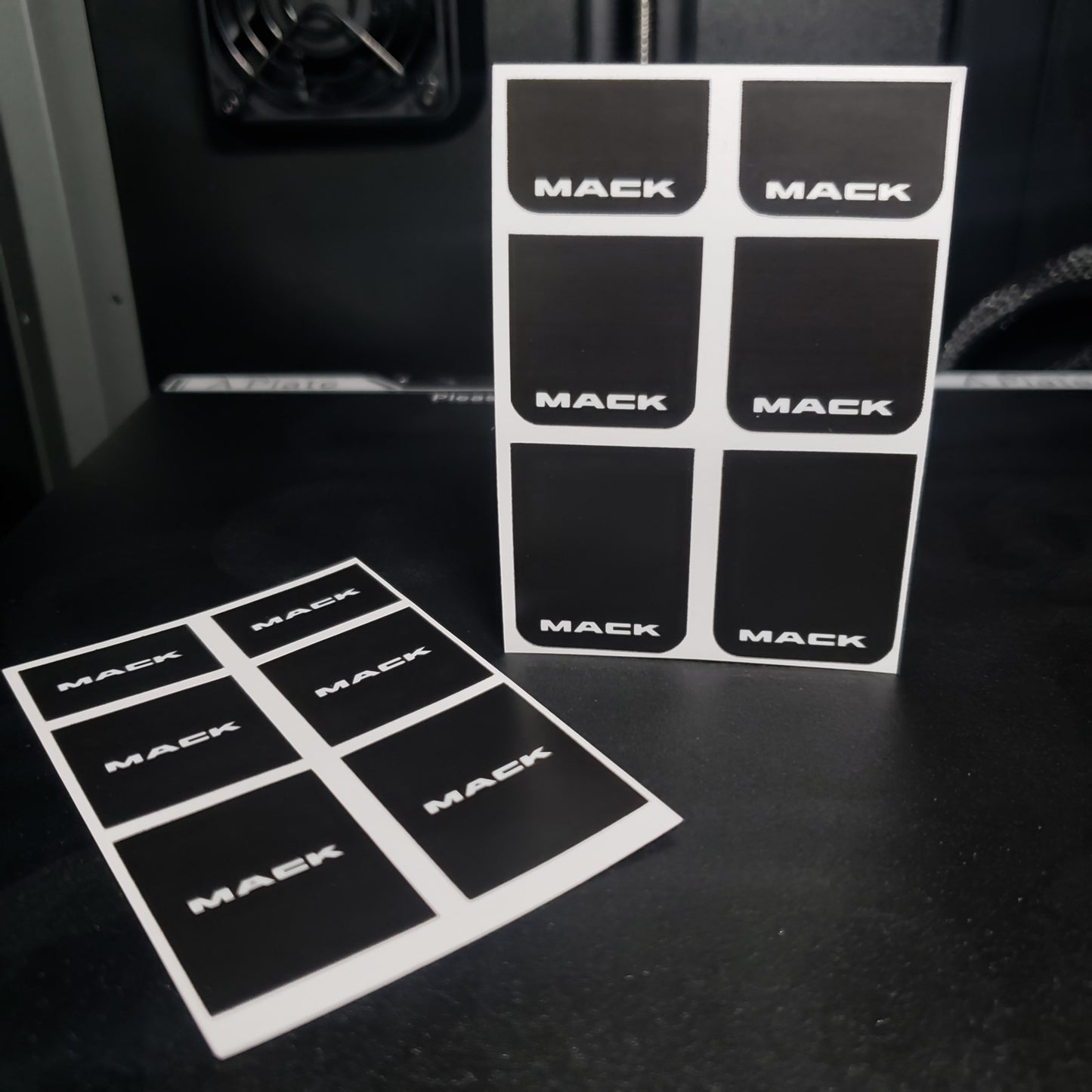 1/25 Mack White Text on Black MudFlap