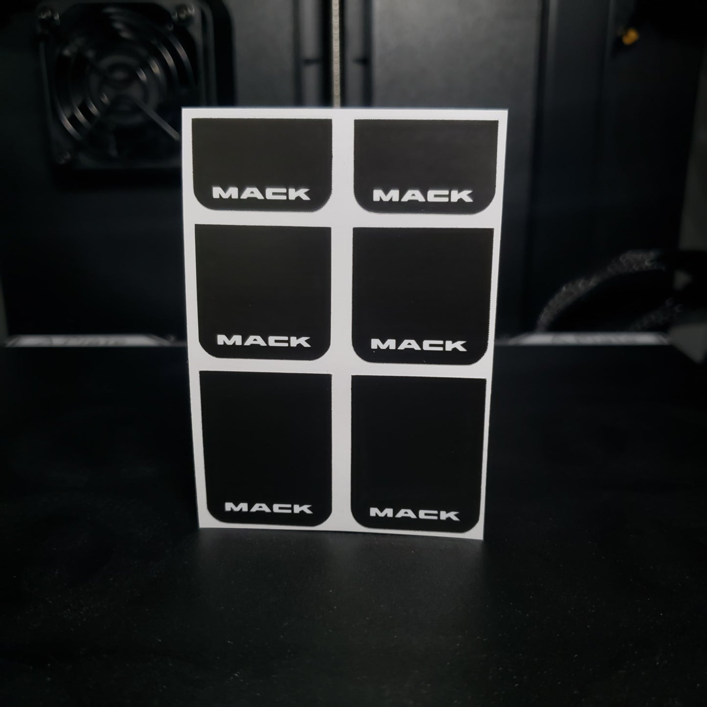 1/25 Mack White Text on Black MudFlap
