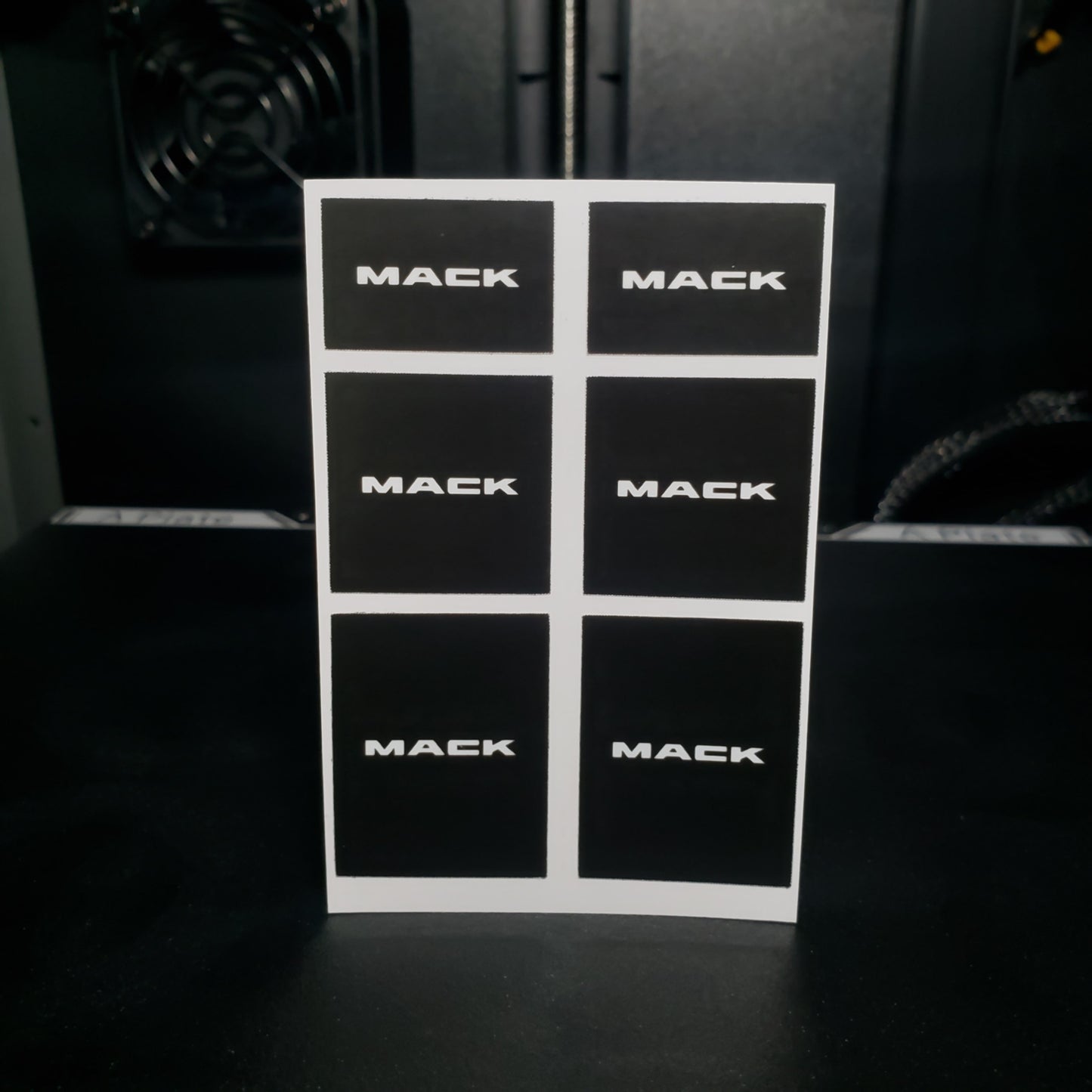 1/25 Mack White Text on Black MudFlap