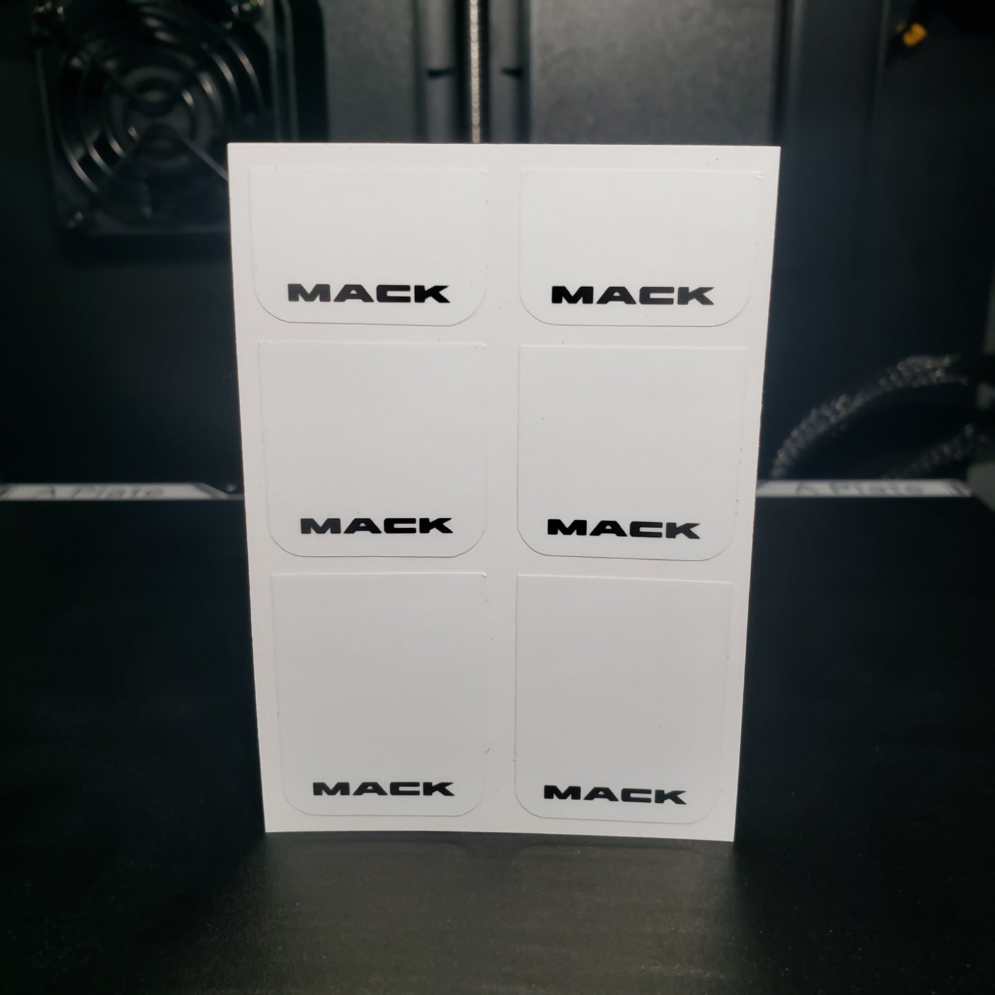 1/25 Mack Black Text on White MudFlap