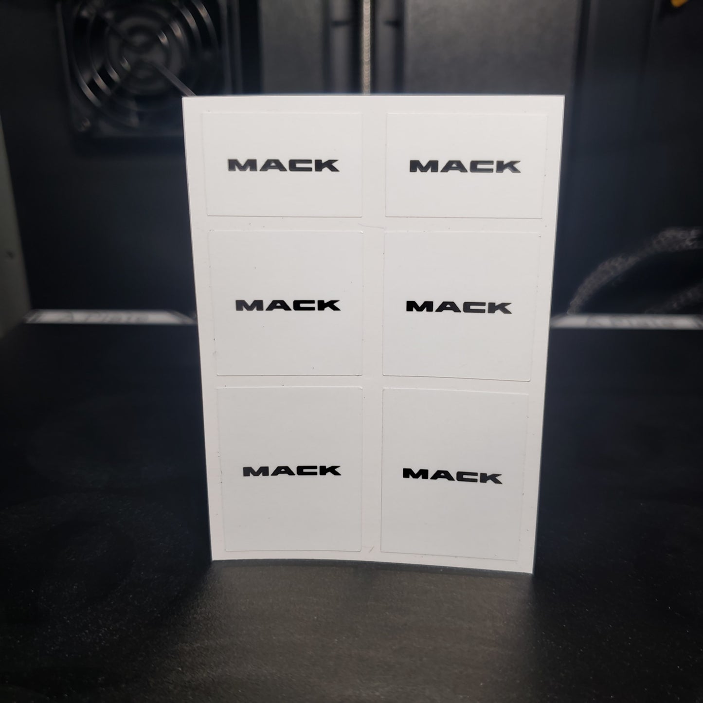 1/25 Mack Black Text on White MudFlap