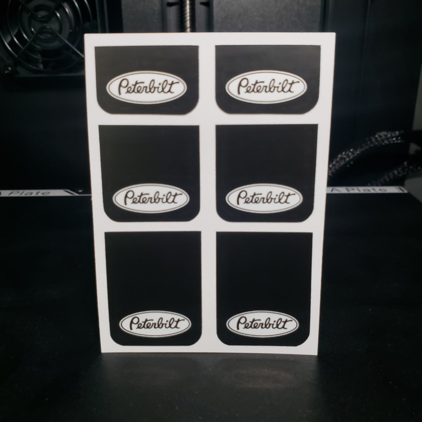 1/25 Peterbilt White on Black MudFlap