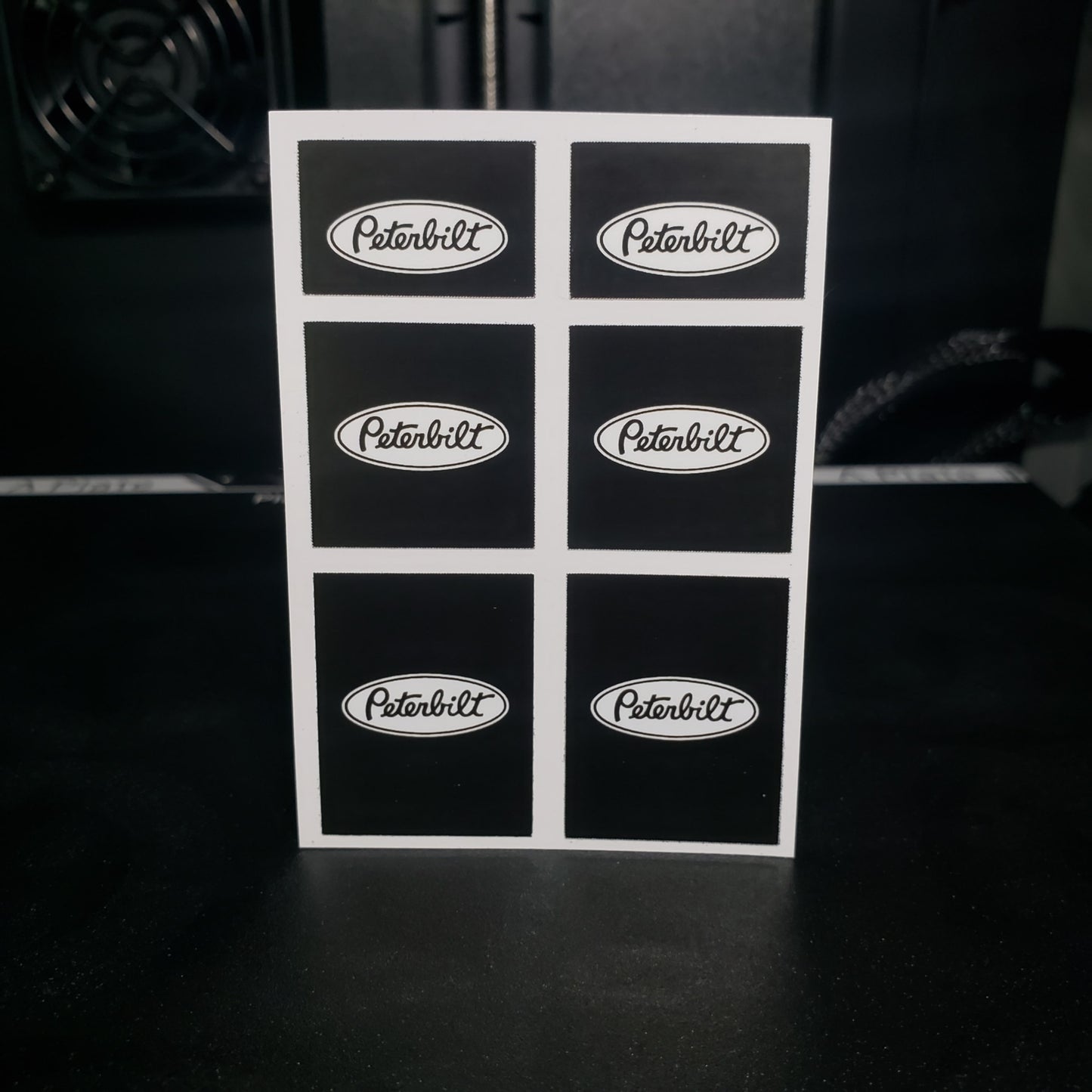 1/25 Peterbilt White on Black MudFlap