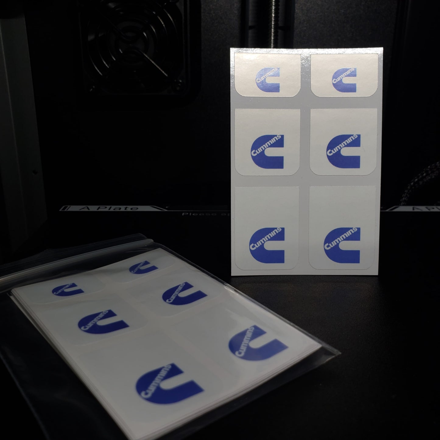 1/25 Cummins Blue on White MudFlap